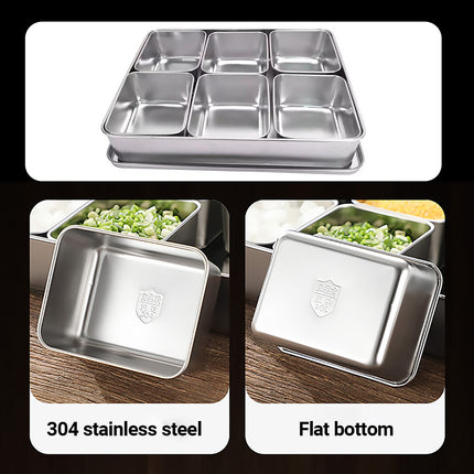 304 Stainless Steel 6 Compartment Seasoning Box with Spoons