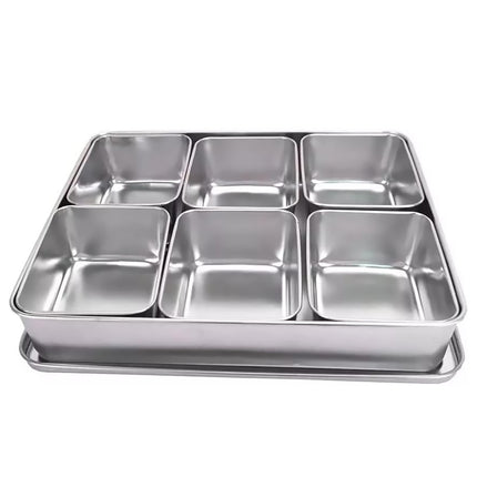 304 Stainless Steel 6 Compartment Seasoning Box with Spoons