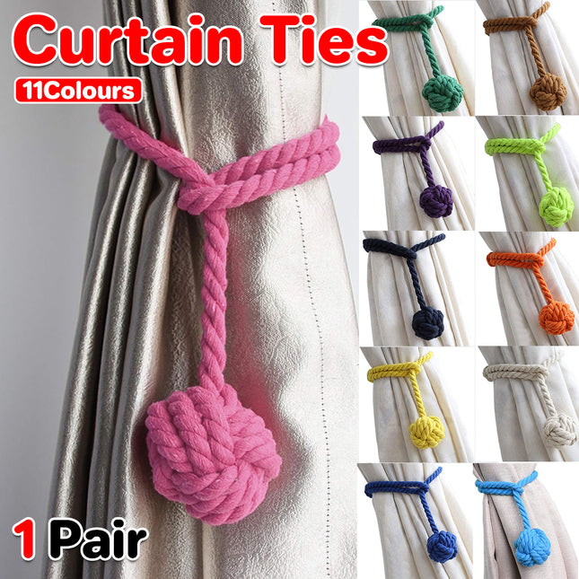 1pair Braided Cotton Curtain Tiebacks No Hole Curtain Holdbacks Hanging Balls