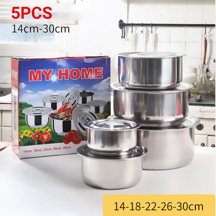 Stainless Steel Cooking Pot Set 5 Sizes with Lids