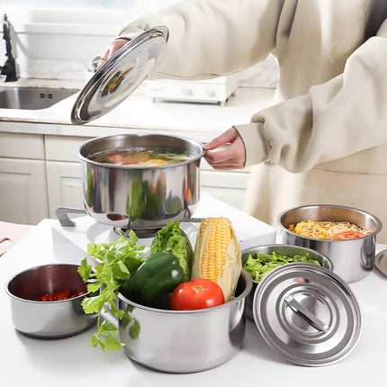 Stainless Steel Cooking Pot Set 5 Sizes with Lids