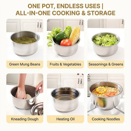 Stainless Steel Cooking Pot Set 5 Sizes with Lids