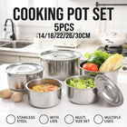 Stainless Steel Cooking Pot Set 5 Sizes with Lids