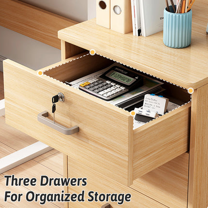 3-Drawer Rolling File Cabinet W/ Lock Under Desk Filing Cabinet for Home Office