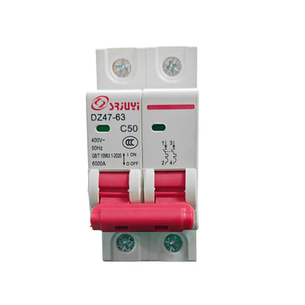 AC Circuit Breaker Solar 220-380V 2Pole Double MCB Mini 10-63 Amp