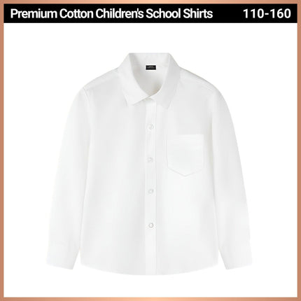 White Children's White Unisex Long Sleeve Cotton Shirt for Kids Boys Girls 3-10Yrs - Aimall