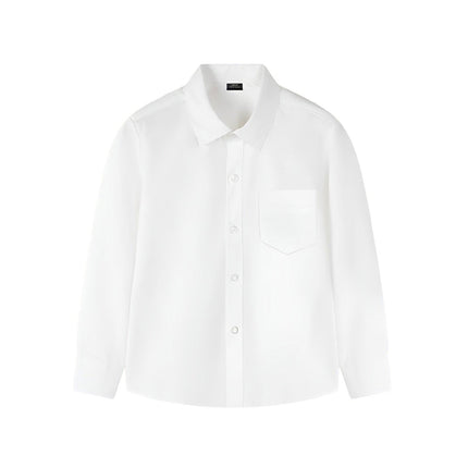 White Children's White Unisex Long Sleeve Cotton Shirt for Kids Boys Girls 3-10Yrs - Aimall