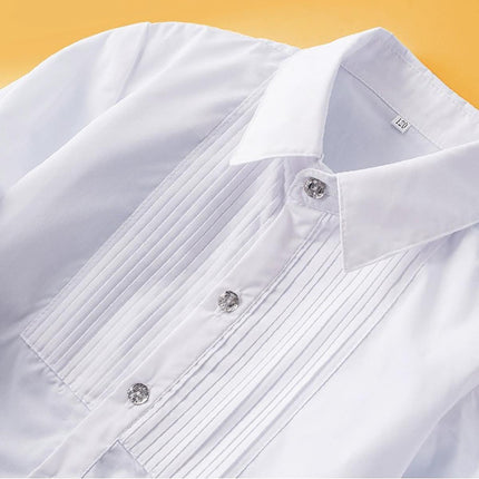 Classic White Long Sleeve Cotton Shirt Unisex for Boys and Girls 3–10Y