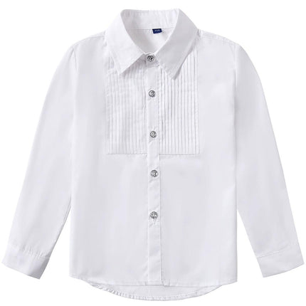 Classic White Long Sleeve Cotton Shirt Unisex for Boys and Girls 3–10Y