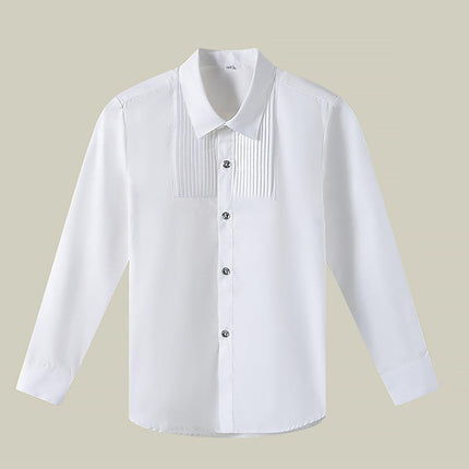 Classic White Long Sleeve Cotton Shirt Unisex for Boys and Girls 3–10Y