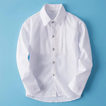Classic White Long Sleeve Cotton Shirt Unisex for Boys and Girls 3–10Y