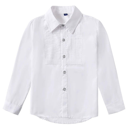 Classic White Long Sleeve Cotton Shirt Unisex for Boys and Girls 3–10Y