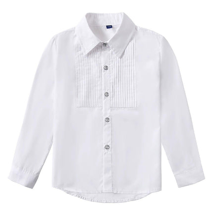 Classic White Long Sleeve Cotton Shirt Unisex for Boys and Girls 3–10Y