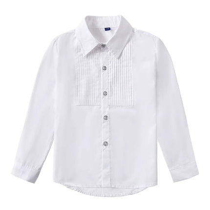 Classic White Long Sleeve Cotton Shirt Unisex for Boys and Girls 3–10Y