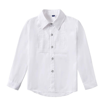 Classic White Long Sleeve Cotton Shirt Unisex for Boys and Girls 3–10Y