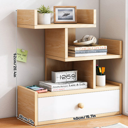 Multi Layer Storage Shelf Bookcase with Drawers Home Office Sturdy Space Saving