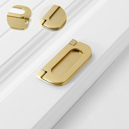 Flat Handle Ring Drawer Cabinet Pull Gold Furniture Door Handle Modern Style