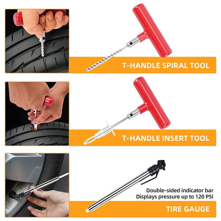 98PCS Tire Repair Tool Kit with Case for Car Truck Bike Motorcycle Tire Plug