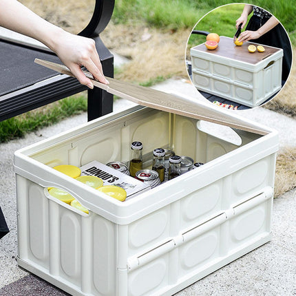 Folding Camping Storage Box Outdoor Stackable Container with Lid Home Organizer