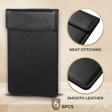 Faux Leather Bill Receipt Holder Clip Set of 6 Magnetic Waterproof Menu Pad