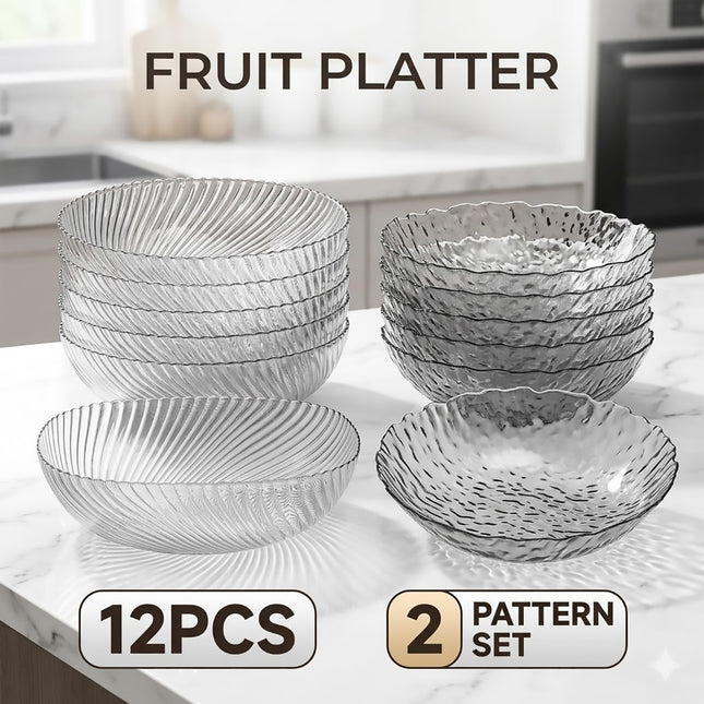 Clear PET Fruit Snack Bowls 12 Pack 2 Pattern Set