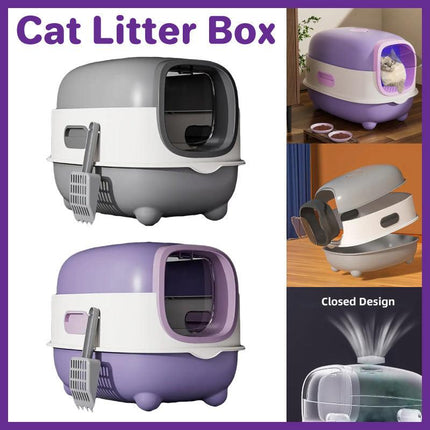 Large Fully Enclosed Cat Litter Box Lift Lid Odour Control Easy Clean Kitty