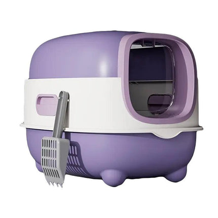 Large Fully Enclosed Cat Litter Box Lift Lid Odour Control Easy Clean Kitty