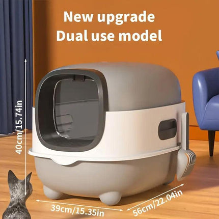 Large Fully Enclosed Cat Litter Box Lift Lid Odour Control Easy Clean Kitty