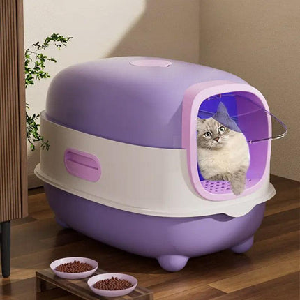 Large Fully Enclosed Cat Litter Box Lift Lid Odour Control Easy Clean Kitty