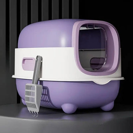 Large Fully Enclosed Cat Litter Box Lift Lid Odour Control Easy Clean Kitty