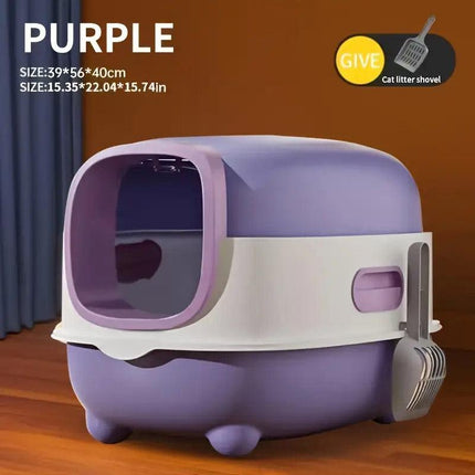 Large Fully Enclosed Cat Litter Box Lift Lid Odour Control Easy Clean Kitty
