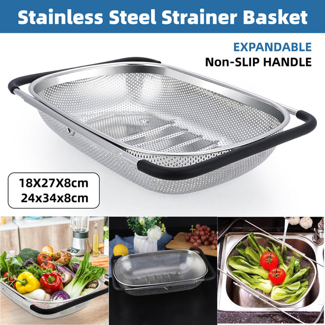 Stainless Steel Sink Basket Vegetable Washer Drain Rack Kitchen Storage Holder