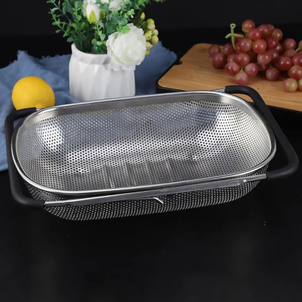Stainless Steel Sink Basket Vegetable Washer Drain Rack Kitchen Storage Holder