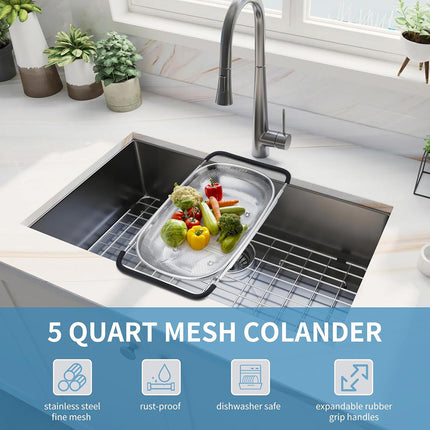 Stainless Steel Sink Basket Vegetable Washer Drain Rack Kitchen Storage Holder
