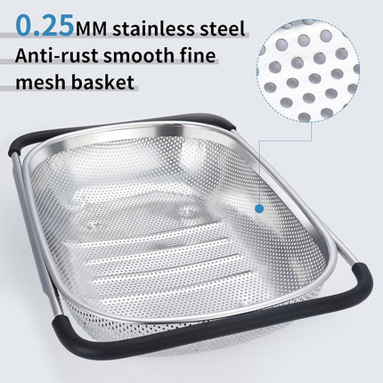Stainless Steel Sink Basket Vegetable Washer Drain Rack Kitchen Storage Holder