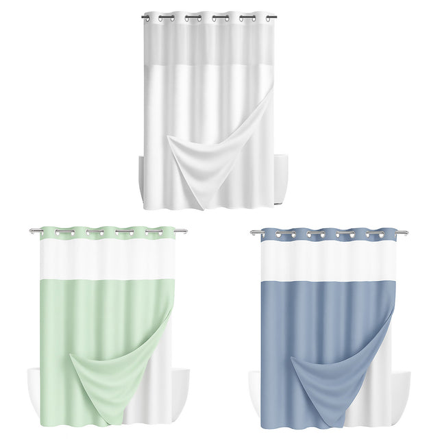 Double Waffle Shower Curtain Waterproof Mildew Resistant for Bathroom Use