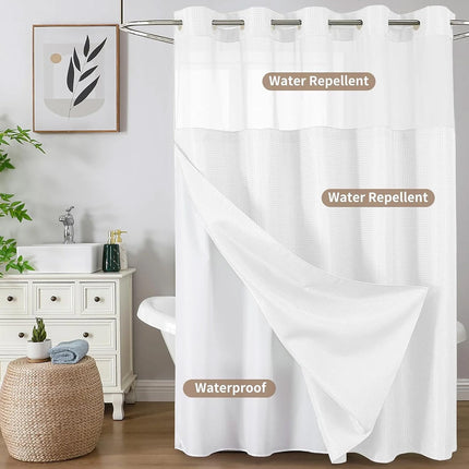 Double Waffle Shower Curtain Waterproof Mildew Resistant for Bathroom Use