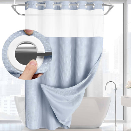 Double Waffle Shower Curtain Waterproof Mildew Resistant for Bathroom Use