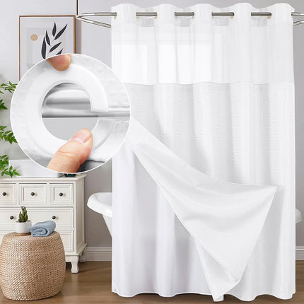 Double Waffle Shower Curtain Waterproof Mildew Resistant for Bathroom Use