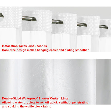 Double Waffle Shower Curtain Waterproof Mildew Resistant for Bathroom Use