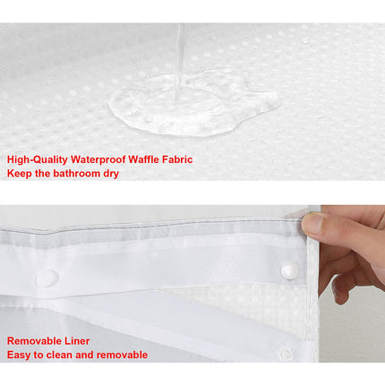 Double Waffle Shower Curtain Waterproof Mildew Resistant for Bathroom Use