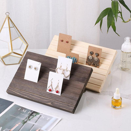 Wooden Earrings and Studs Display Rack Jewellery Organizer Stand 7 Slots Storage