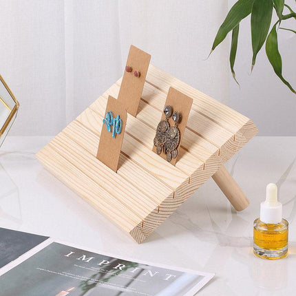 Wooden Earrings and Studs Display Rack Jewellery Organizer Stand 7 Slots Storage