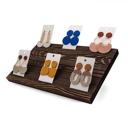 Wooden Earrings and Studs Display Rack Jewellery Organizer Stand 7 Slots Storage