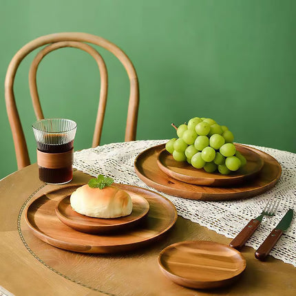 Acacia Wood Round Serving Trays 30cm 3 Pack