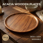 Acacia Wood Round Serving Trays 30cm 3 Pack