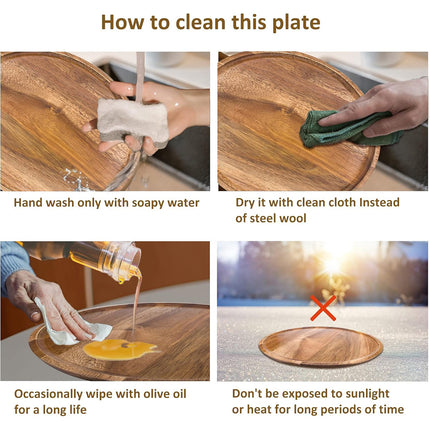 Acacia Wood Round Serving Trays 30cm 3 Pack