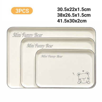 Mini Funny Bear Rectangular Tray Set 3 Sizes Beige