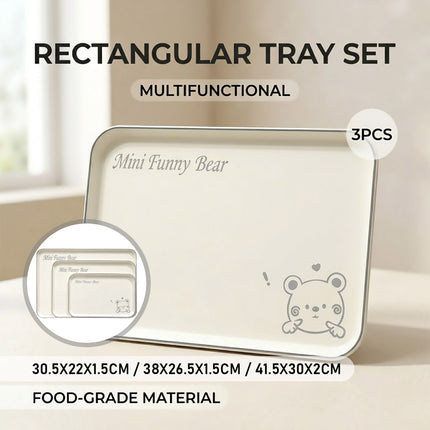 Mini Funny Bear Rectangular Tray Set 3 Sizes Beige