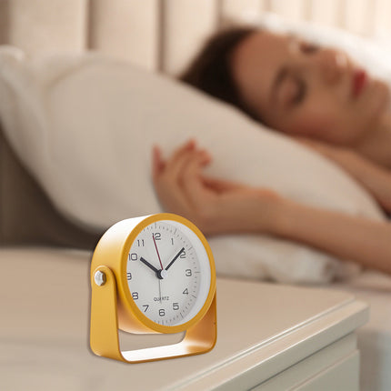 Flip Silent Desktop Small Alarm Clock with Night Light Battery-Powered Durable